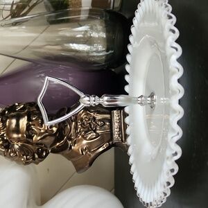 Vintage Fenton Milk Glass Sweets / Dessert Tray / Trinket Tray